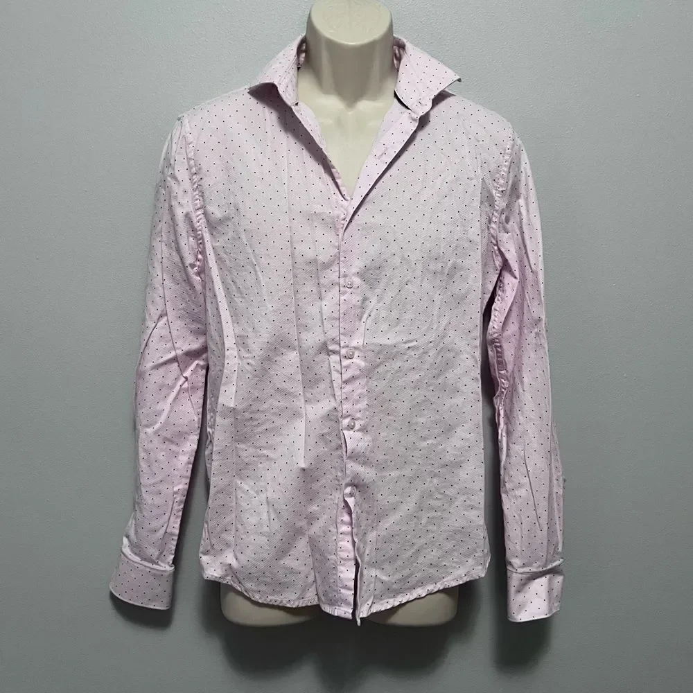Denim & Flower Ricky Singh Pink Button-Down Shirt W/Dots Size M - Picture 1 of 8
